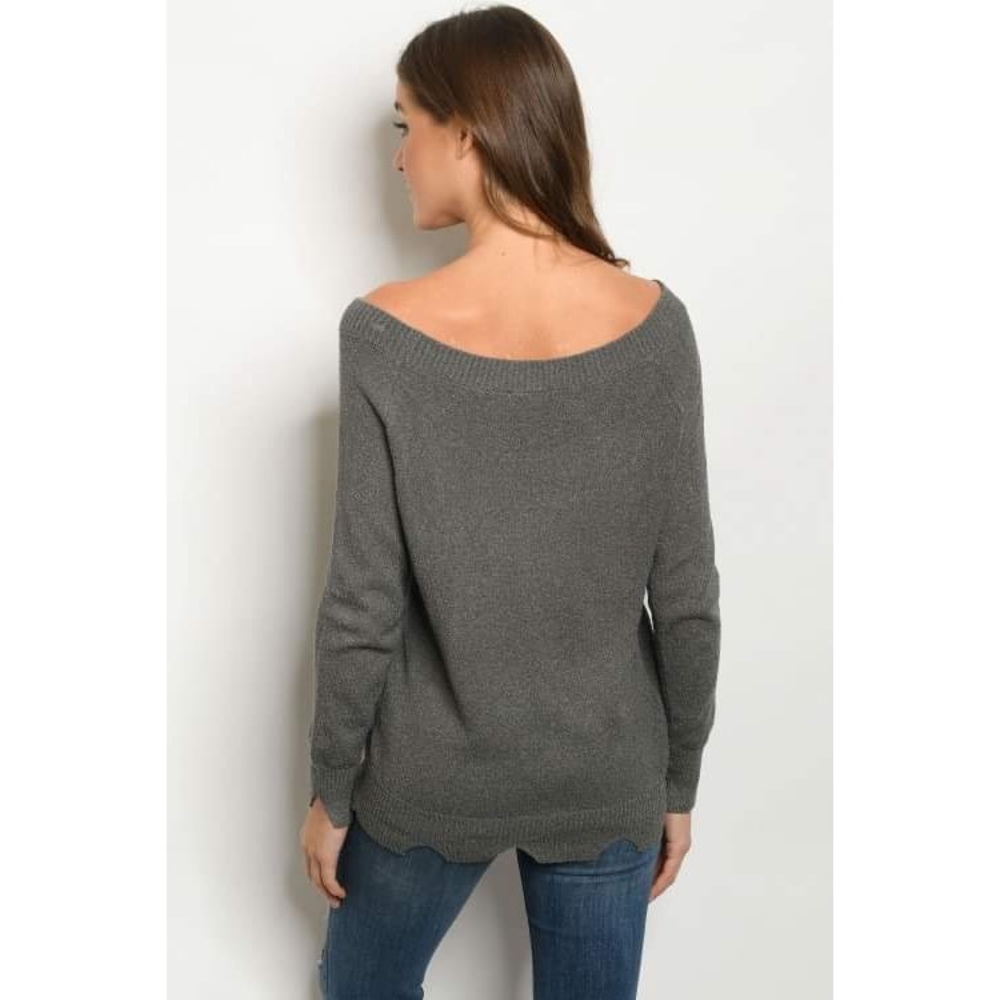 Chill embroidered boat neck cutout sweater - Picture 4 of 10